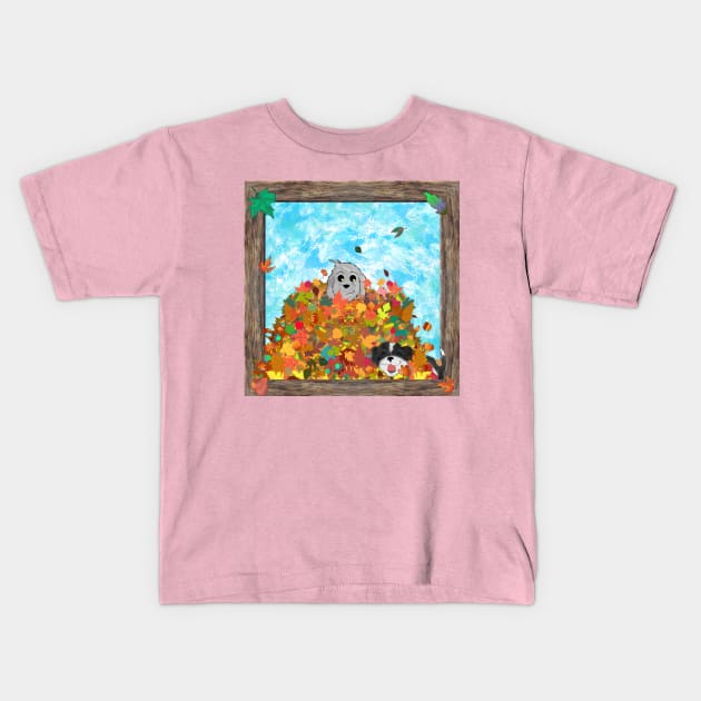 Autumn Dogs too Kids T-Shirt by MoonClone